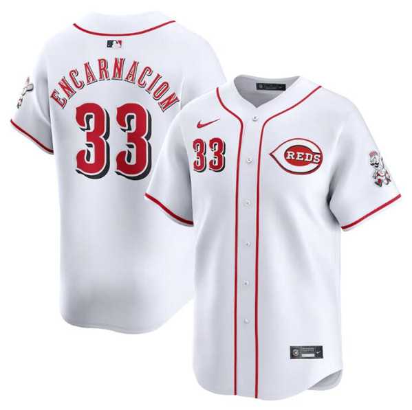 Men's Cincinnati Reds #33 Christian Encarnacion White Home Limited Baseball Stitched Jersey Dzhi